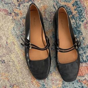 Madewell Black Leather Flats with Double Straps